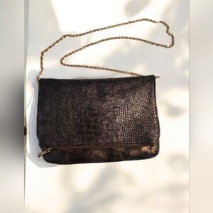 Shimmery brown with gold tone accents, purse by Urban Expressions. Vegan.  Brown